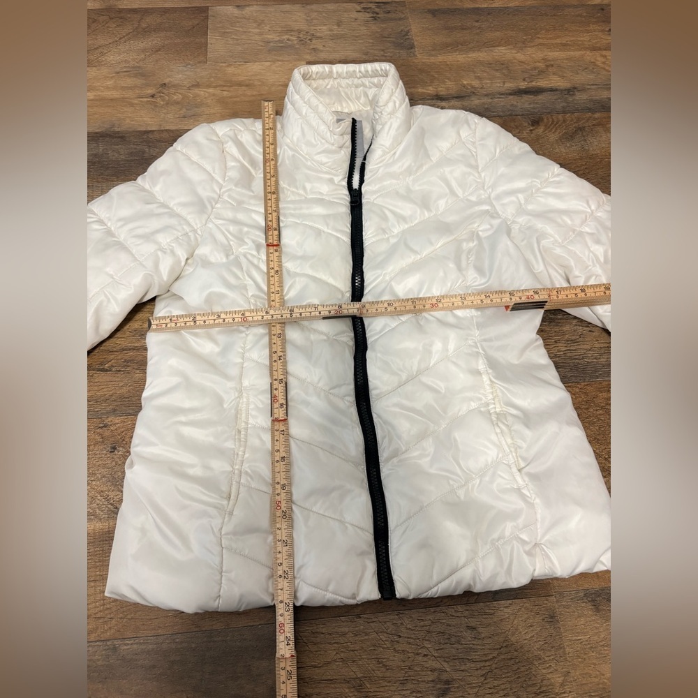 Live Love Dream Cream/White Quilted Puffer Jacket Small Ivory Winter Coat - Picture 6 of 7